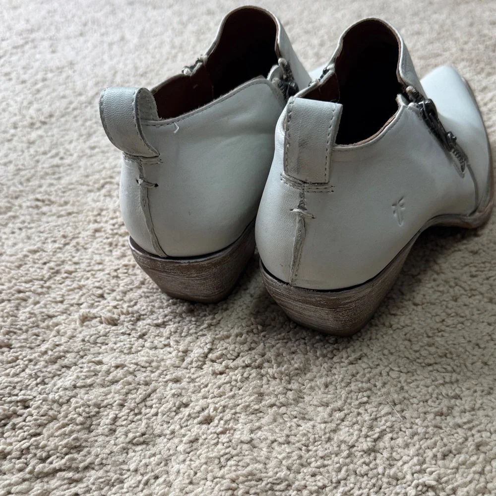 Frye Cream Heeled Ankle Boots - Picture 4 of 5